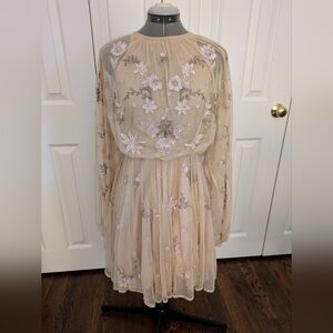 New with tags ASOS EDITION floral beaded mesh dress with balloon sleeves Size 6